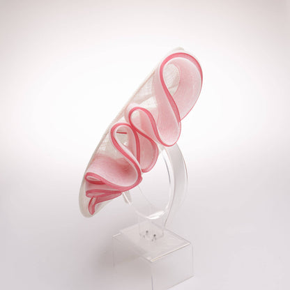 2Tone Crinoline Trimming Sinamay Fascinator | 5931H: RED+ORANGE