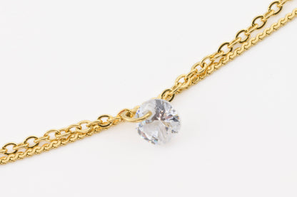 Vivian Dainty CZ Anklet - 18k Gold Diamond Ankle Bracelet -