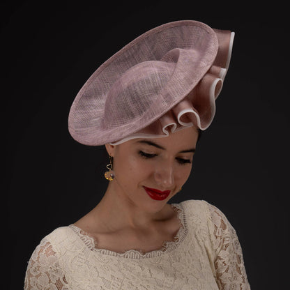 2Tone Crinoline Trimming Sinamay Fascinator | 5931H: RED+ORANGE